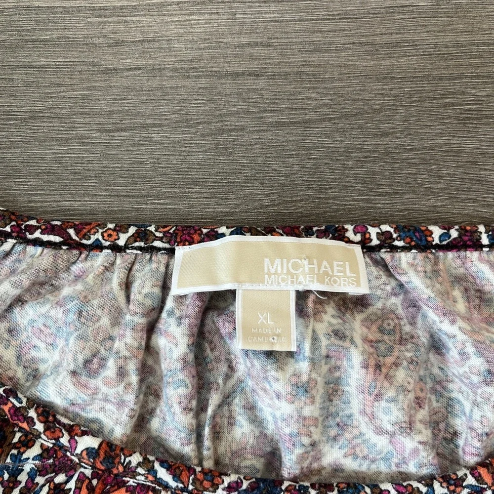 Michael Michael Kors Womens XL Blouse Top Multicolor Paisley